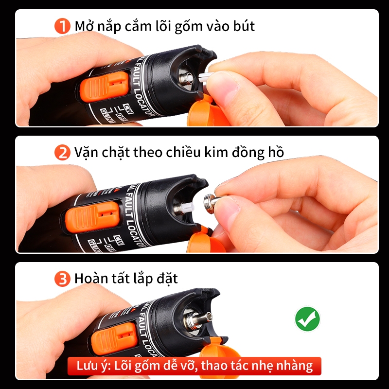 Combo 1 đầu sứ + Nắp chụp bút soi quang VFL - Phụ kiện bút soi quang