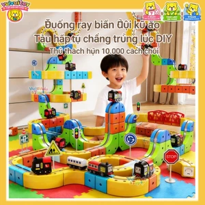 Xe đường ray nam châm ma thuật – Đồ chơi giáo dục lắp ráp sáng tạo cho bé trai và bé gái