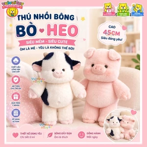 Đồ chơi nhồi bông hình heo và bò đang chạy, mềm mại và thoải mái, búp bê thời trang mới
