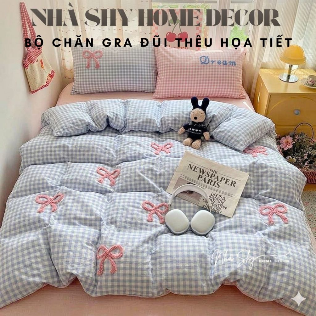 Bộ Chăn Gra Gối Đũi Thêu Nổi Hoạ Tiết Animals 3D Cao Cấp - Bộ Vỏ Chăn 4 Món - Nhà Shy Home Decor