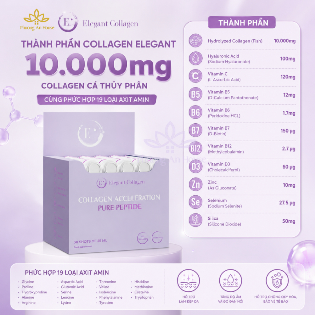 Thực phẩm bảo vệ sức khỏe Elegant Collagen Acceleration 30 ống - Phương An House