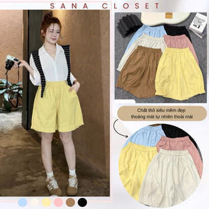 Quần Short Lửng Nữ Chất Thô Thoáng Mát Mềm Mịn, Quần Đùi Nữ Dáng Lửng Cạp Cao Tôn Dáng Thoải Mái | SANA CLOSET #8838