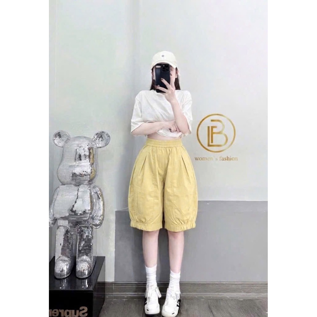 Quần Short Lửng Nữ Chất Thô Thoáng Mát Mềm Mịn, Quần Đùi Nữ Dáng Lửng Cạp Cao Tôn Dáng Thoải Mái | SANA CLOSET #8838