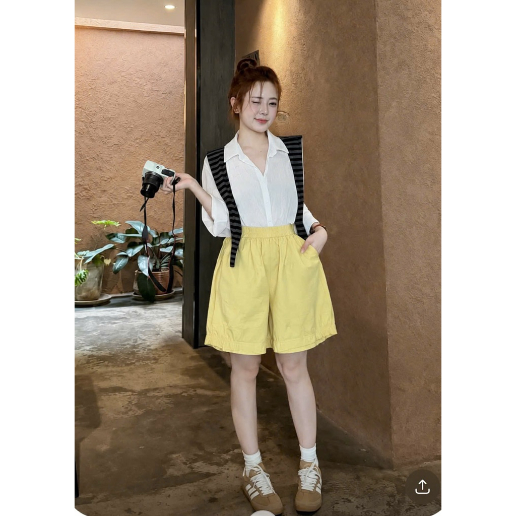 Quần Short Lửng Nữ Chất Thô Thoáng Mát Mềm Mịn, Quần Đùi Nữ Dáng Lửng Cạp Cao Tôn Dáng Thoải Mái | SANA CLOSET #8838