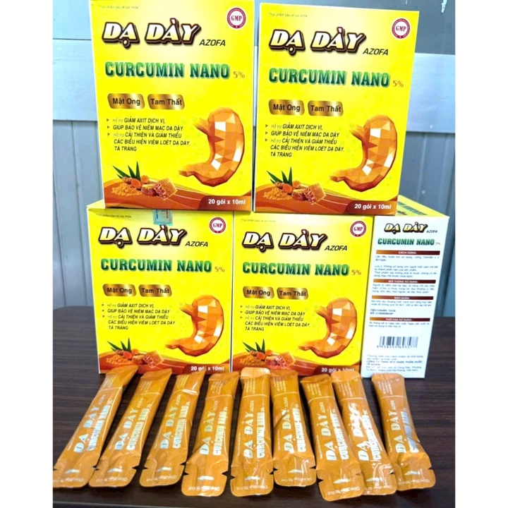 gel dạ dày Azofa curcumin nano dạ dày viêm loét dạ dày, tá tràng, trào ngược dạ dày thực quản nano curcumin gold gói