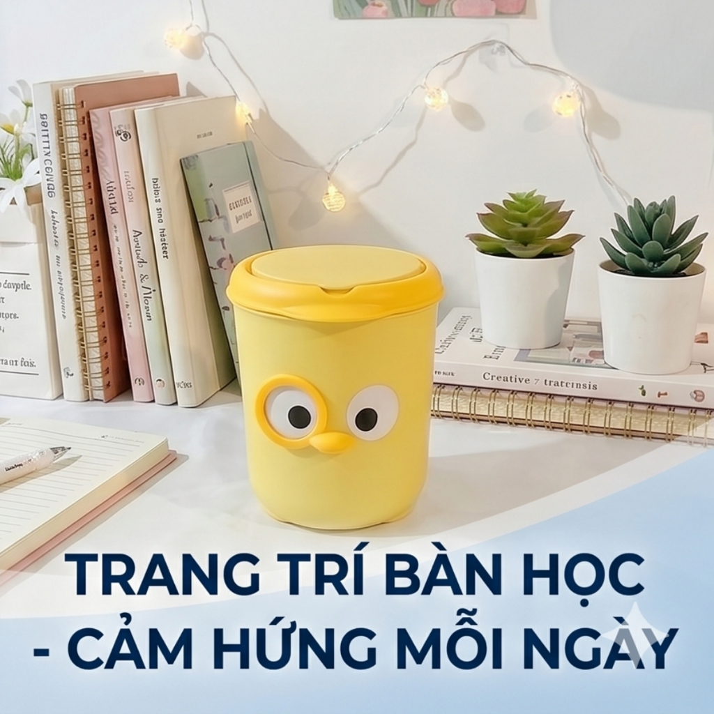Thùng Rác Mini Bằng Nhựa Để Bàn, Để Văn Phòng, Sọt Đựng Rác Cute Để Phòng Có Nắp Lật Tiện lợi