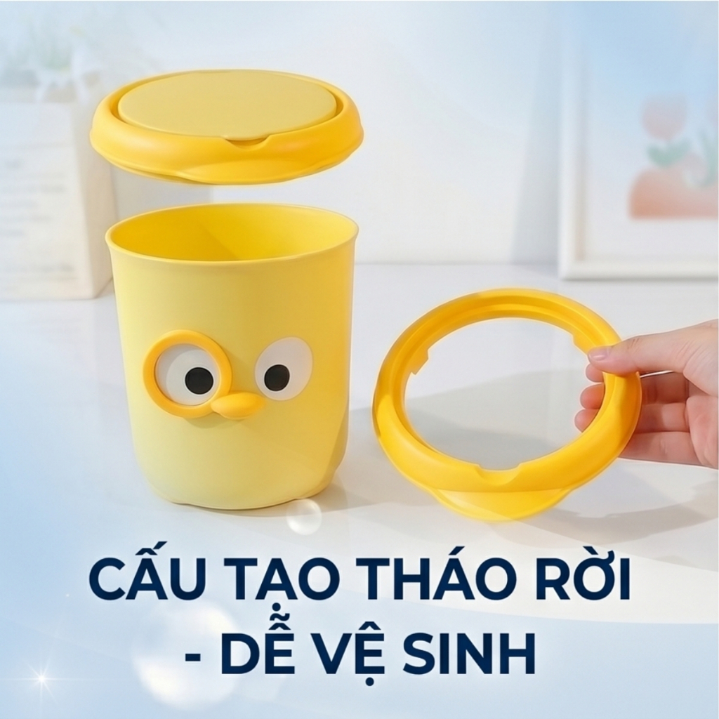 Thùng Rác Mini Bằng Nhựa Để Bàn, Để Văn Phòng, Sọt Đựng Rác Cute Để Phòng Có Nắp Lật Tiện lợi