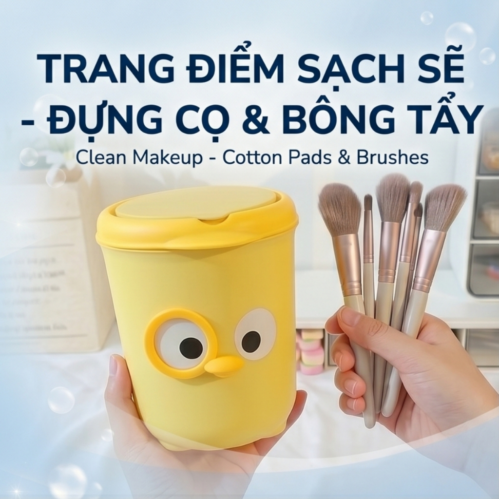 Thùng Rác Mini Bằng Nhựa Để Bàn, Để Văn Phòng, Sọt Đựng Rác Cute Để Phòng Có Nắp Lật Tiện lợi