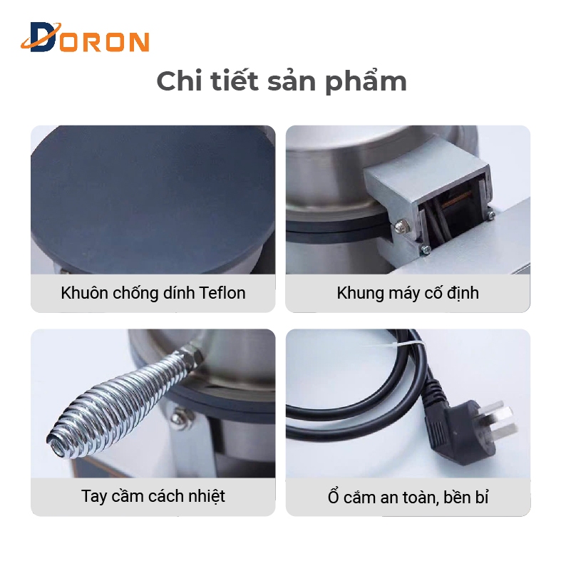 Máy làm bánh quế cuộn công nghiệp 1300W làm nóng đều 2 mặt khuôn, bánh thơm ngon