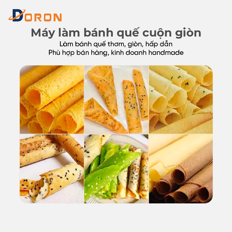 Máy làm bánh quế cuộn công nghiệp 1300W làm nóng đều 2 mặt khuôn, bánh thơm ngon