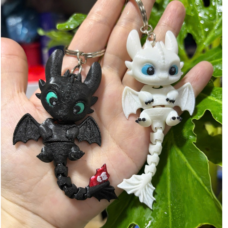 Móc Khóa Rồng Sún 3D Có Khớp Chuyển Động_ Mô Hình Rồng Răng Sún Toothless Dễ Thương