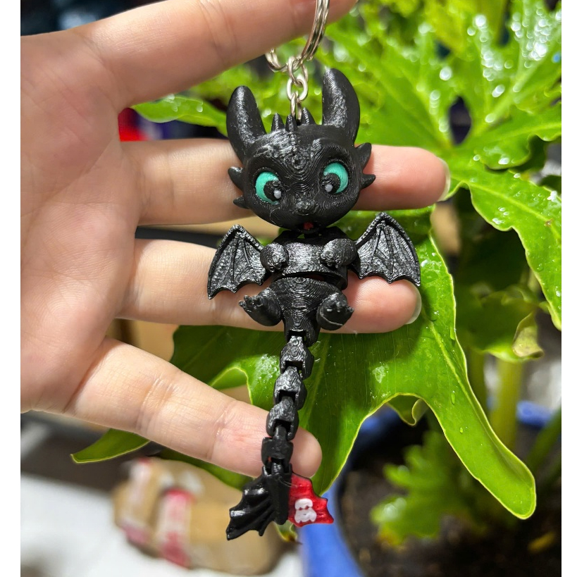 Móc Khóa Rồng Sún 3D Có Khớp Chuyển Động_ Mô Hình Rồng Răng Sún Toothless Dễ Thương