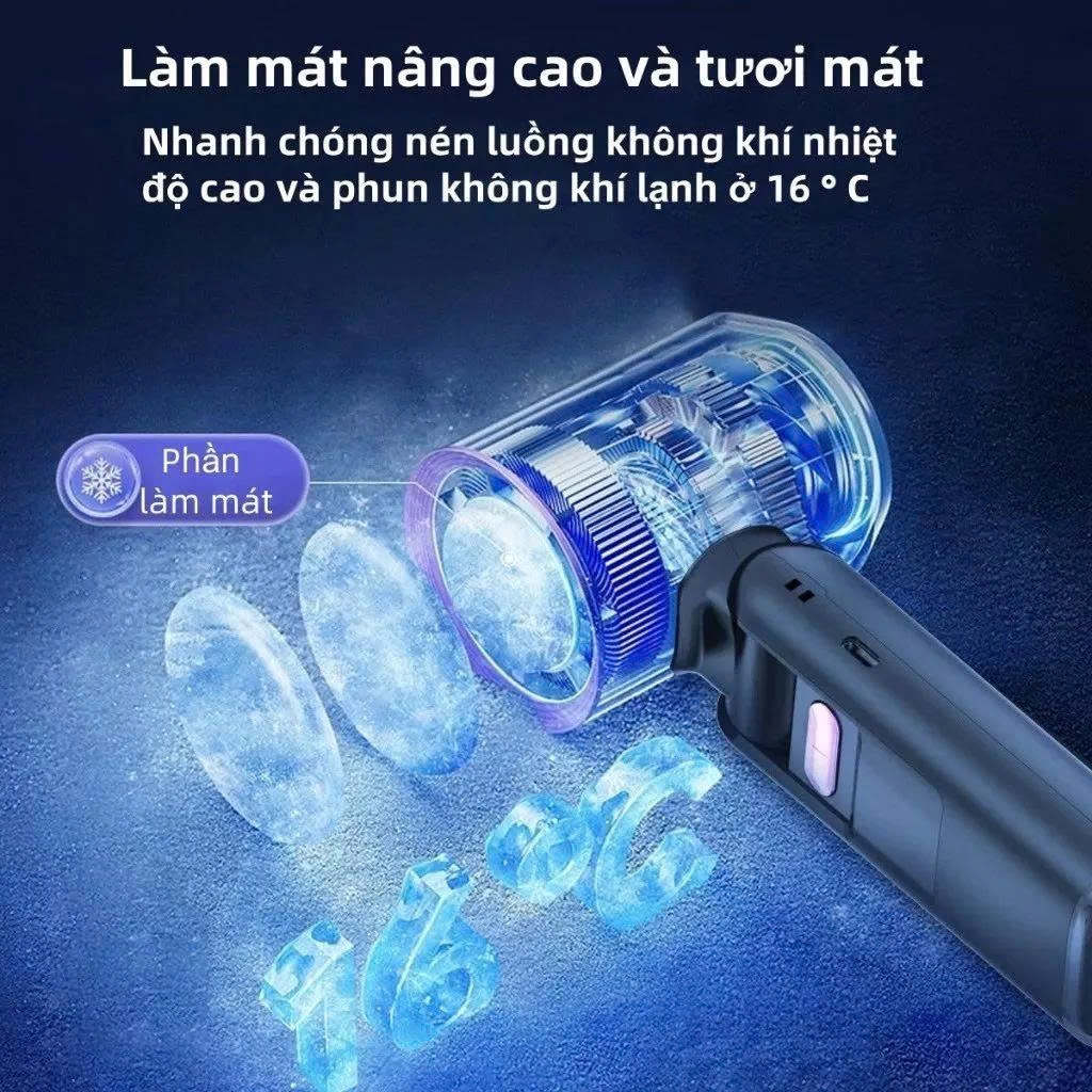 Quạt Tích Điện Mini K801 Pin 4000mAh, Làm Mát Mạnh Mẽ Màn Hình LED Thông Minh Tặng Kèm Dây Đeo Cổ