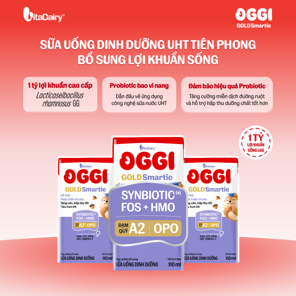 [COMBO 4 THÙNG 24 HỘP] Sữa uống dinh dưỡng Oggi Gold Smartie/Oggi Gold Grow phát triển trí não,chiều cao 110ml/180ml