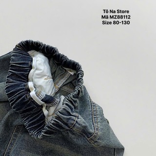 Quần Short Jean Bò Mềm Ống Rộng Cạp Chun Cho Bé Trai Bé Gái Từ 9-28kg Loang Màu Phong Cách MZ88112