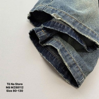 Quần Short Jean Bò Mềm Ống Rộng Cạp Chun Cho Bé Trai Bé Gái Từ 9-28kg Loang Màu Phong Cách MZ88112