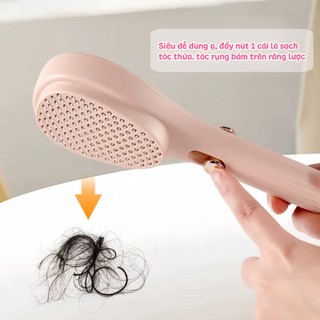 Lược Chải Tóc Gỡ Rối Làm Sạch Tóc Rụng Chỉ Với 1 Nút Bấm Đẩy, Lược Chống Tĩnh Điện Massage Da Đầu Chải Êm Không Đau