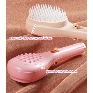 Lược Chải Tóc Gỡ Rối Làm Sạch Tóc Rụng Chỉ Với 1 Nút Bấm Đẩy, Lược Chống Tĩnh Điện Massage Da Đầu Chải Êm Không Đau