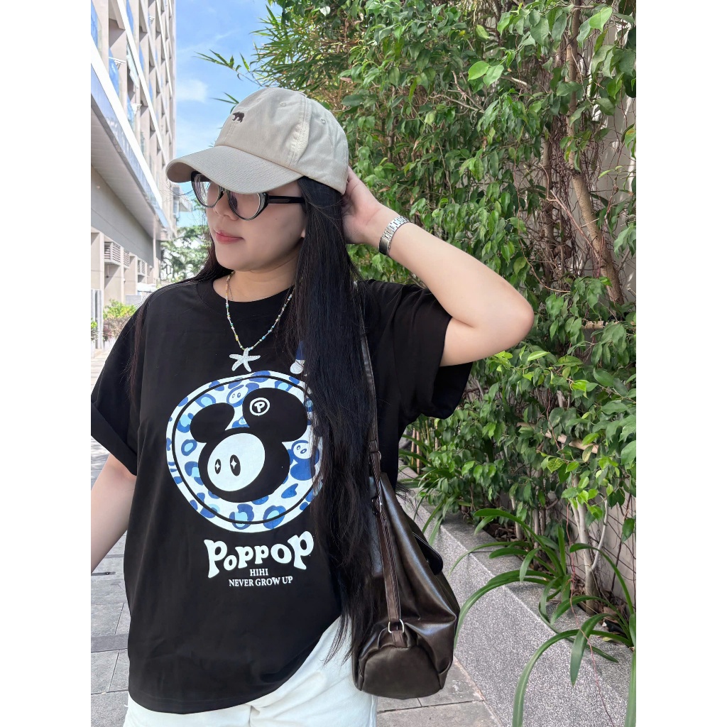 [ẢNH THẬT] Áo Thun PopPop Hình In Chuột Dễ Thương Form Rộng Chất Vải Cotton Mềm Mịn , Mặc Đẹp
