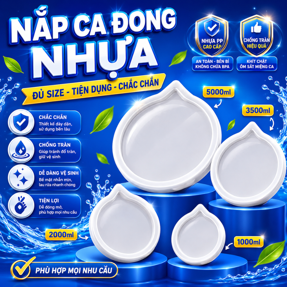 Nắp Ca Đong Nhựa Đủ Size Tiện Dụng Chất Liệu Cứng Cáp Chống Rò Rỉ, Để Thay Thế Nắp Hỏng