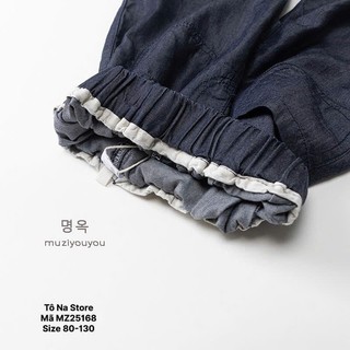 Quần Jean Form Bí Bé Trai Bé Gái Từ 9-28kg Hàng QCCC Quần Baggy Denim Bo Gấu Form Rộng MZ25168