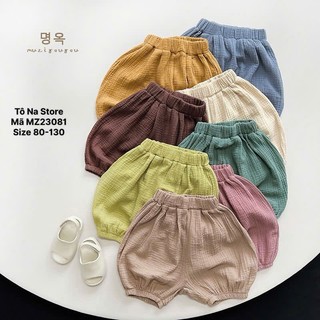 Quần Bí Muslin Bé Trai Bé Gái Hàng QCCC Cho Bé Trai Bé Gái Từ 9-28kg Quần Đùi Bo Gấu MZ23081