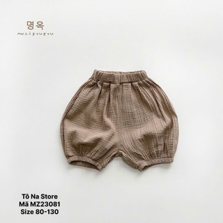 Quần Bí Muslin Bé Trai Bé Gái Hàng QCCC Cho Bé Trai Bé Gái Từ 9-28kg Quần Đùi Bo Gấu MZ23081