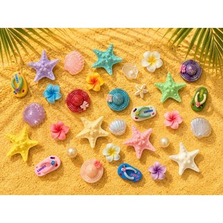 [ĐỘC QUYỀN] Set Charm Biển Nhiệt Đới Sao Biển Vỏ Sò Hoa Sứ Dép DIY Resin Pastel Cute Summer Beach 🌴🐚⭐