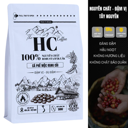 Cà Phê Rang Củi Robusta Đắk Lắk Rang Mộc – Đậm Đà – Nguyên Chất 100%, 1000gram
