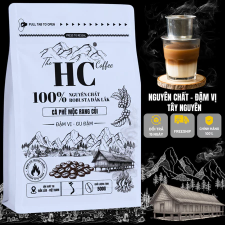 Cà Phê Robusta Đắk Lắk Rang Mộc – Hạt Rang Pha Máy – Đậm Đà – Nguyên Chất 100%, 1000 gram
