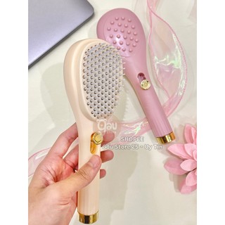 Lược Chải Tóc Gỡ Rối Làm Sạch Tóc Rụng Chỉ Với 1 Nút Bấm Đẩy, Lược Chống Tĩnh Điện Massage Da Đầu Chải Êm Không Đau