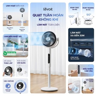 [LEVOIT] Quạt Tuần Hoàn Không Khí Levoit CirculAir 22.9cm - 12 cấp gió - Mát đến 30m - Xoay đa hướng