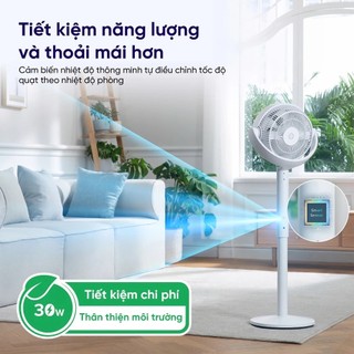 [LEVOIT] Quạt Tuần Hoàn Không Khí Levoit CirculAir 22.9cm - 12 cấp gió - Mát đến 30m - Xoay đa hướng