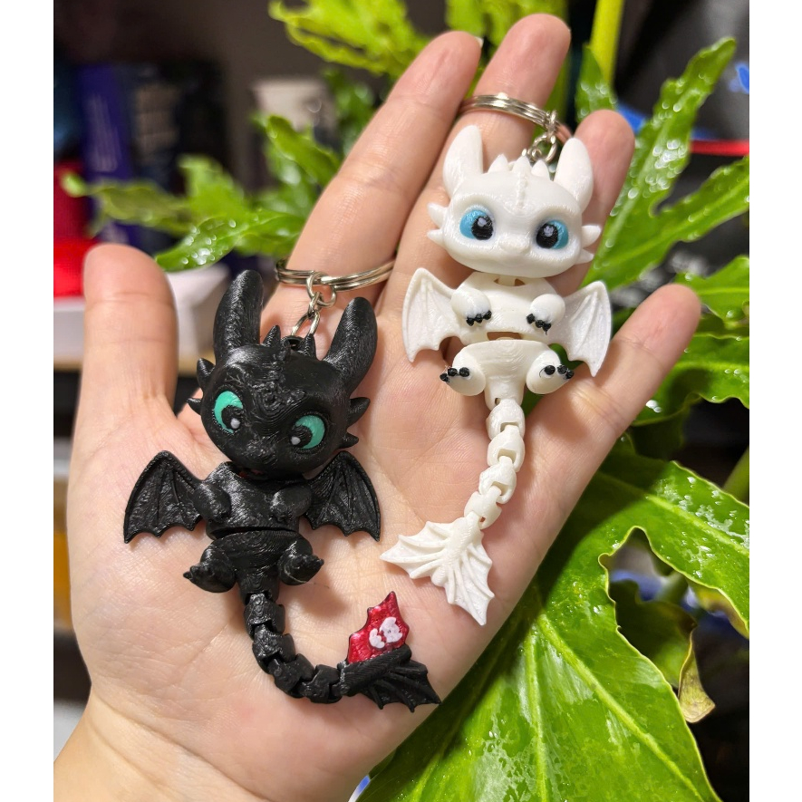 Móc Khóa Rồng Sún 3D Có Khớp Chuyển Động_ Mô Hình Rồng Răng Sún Toothless Dễ Thương