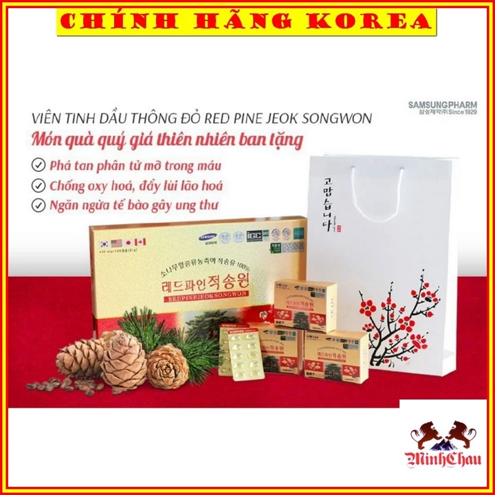 Tinh dầu thông đỏ chính phủ thượng hạng, hộp 180 viên - Giảm mỡ máu, phòng ung thư