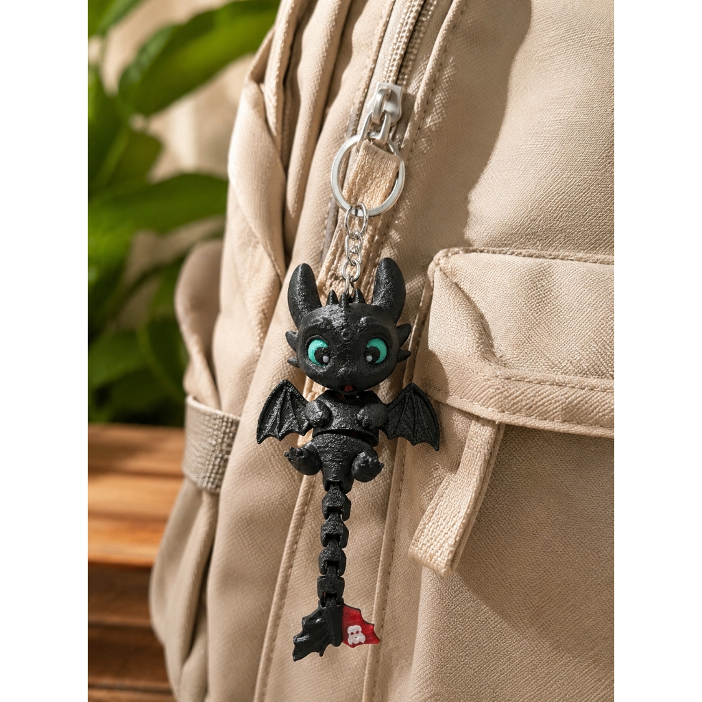 Móc Khóa Rồng Sún 3D Có Khớp Chuyển Động_ Mô Hình Rồng Răng Sún Toothless Dễ Thương