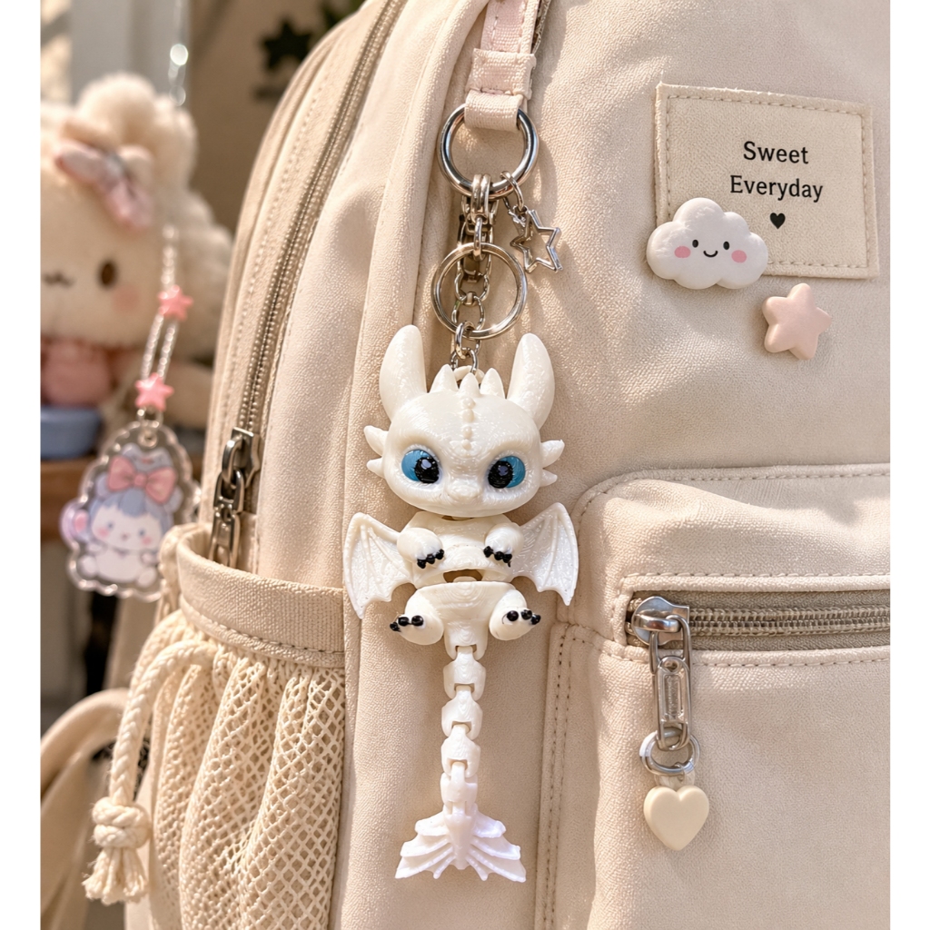 Móc Khóa Rồng Sún 3D Có Khớp Chuyển Động_ Mô Hình Rồng Răng Sún Toothless Dễ Thương