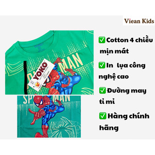 Set quần áo bé trai in spider man từ 13 - 27Kg thun cotton cao cấp - hãng YOKO