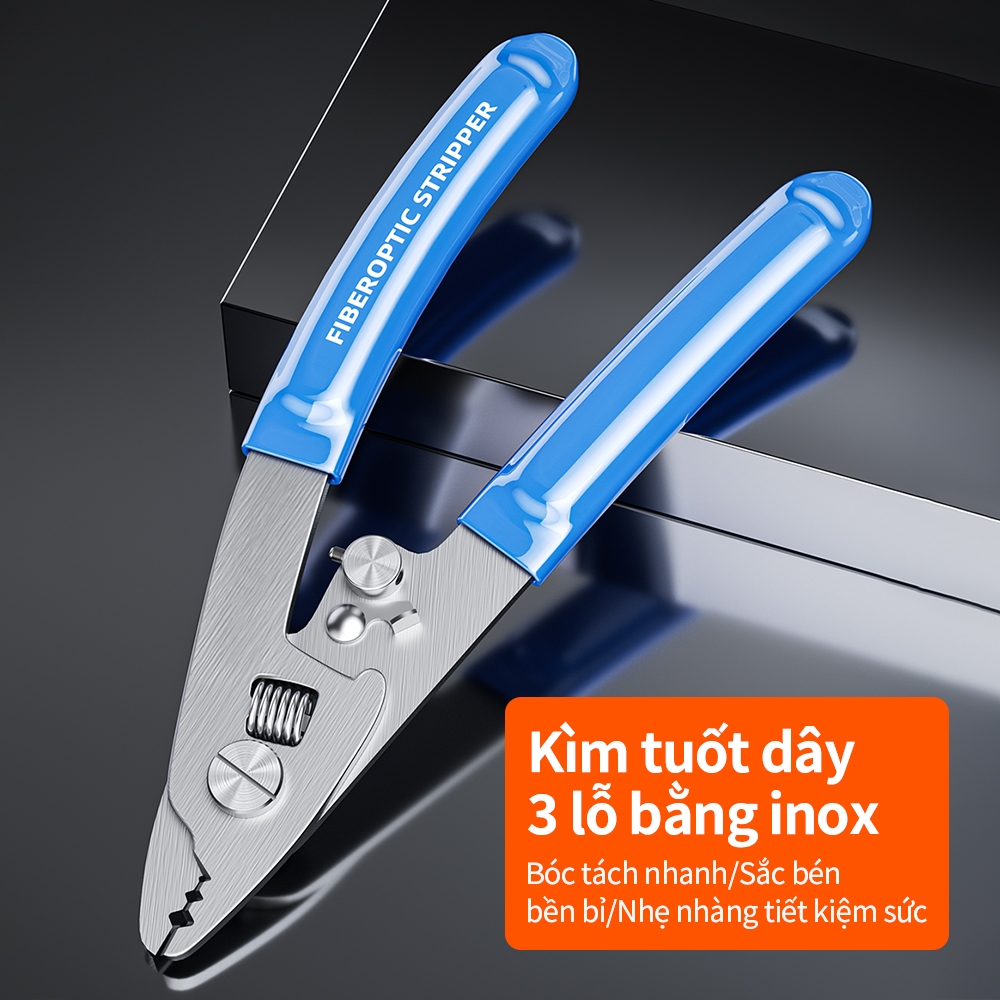 Kìm Tuốt Sợi Quang Miller 3 Lỗ Chuyên Nghiệp Tuốt Lớp Phủ Sợi Quang Điều Chỉnh Được
