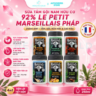 Sữa Tắm Gội Nam Hữu Cơ 92% Le Petit Marseillais Pháp 250ml 4 in1 Với Hương Thơm Nam Tính, Quyến Rũ