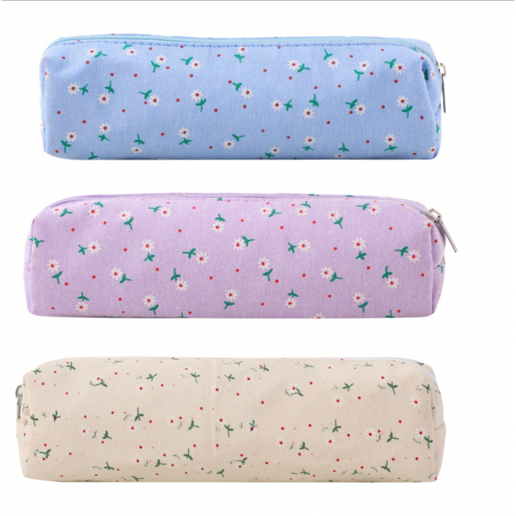 Bóp bút vải hộp bút hộp đựng kim móc màu pastel tai gấu bằng nhựa
