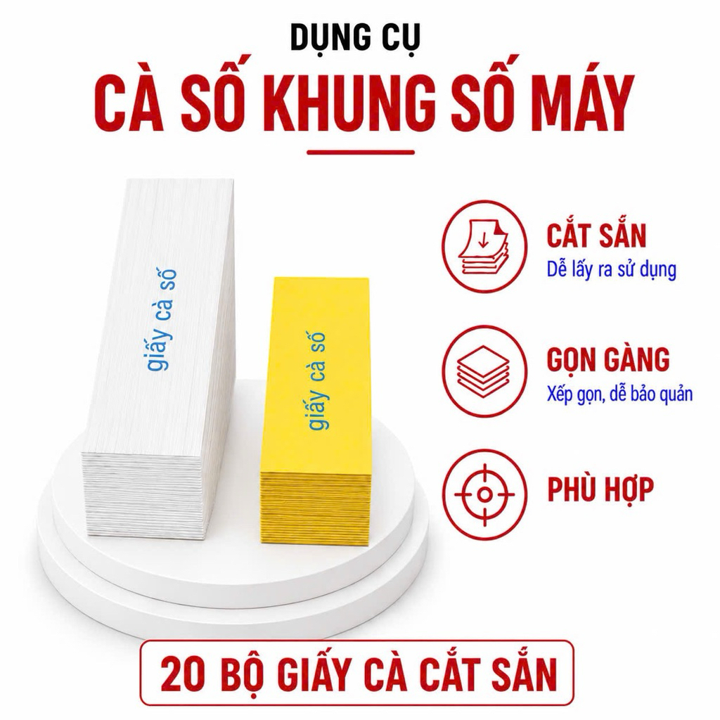 COMBO 20 Bộ Giấy Cà Số Khung Số Máy Cho Ô tô Xe Máy Cắt Sẵn