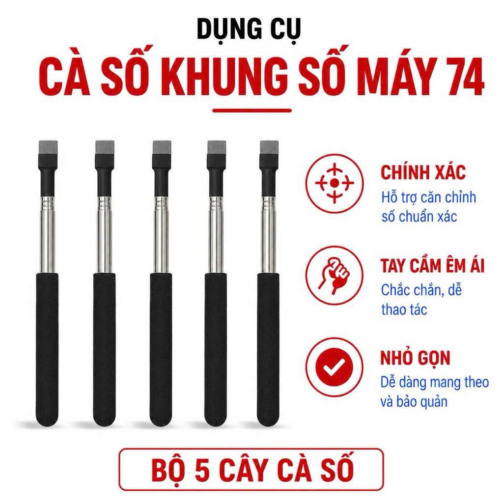 COMBO 5 Cây Cà Số Khung Số Máy + Tặng Kèm 20 Bộ Giấy Cắt Sẵn Cho Ô Tô Xe Máy