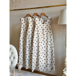 Váy Linen Suông Maxi Chấm Bi Sát Nách Chuẩn Linh Hoàng
