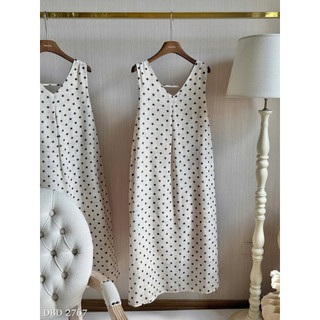Váy Linen Suông Maxi Chấm Bi Sát Nách Chuẩn Linh Hoàng