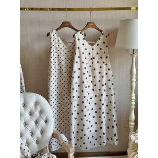Váy Linen Suông Maxi Chấm Bi Sát Nách Chuẩn Linh Hoàng