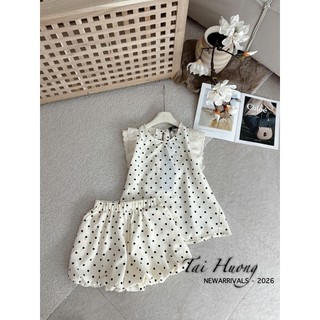 PHẠM THÙY SHOP: SET BỘ ÁO SÁT NÁCH CÁNH TIÊN CHẤM BI MIX QUẦN PHỒNG