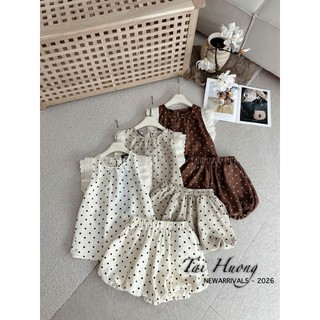 PHẠM THÙY SHOP: SET BỘ ÁO SÁT NÁCH CÁNH TIÊN CHẤM BI MIX QUẦN PHỒNG