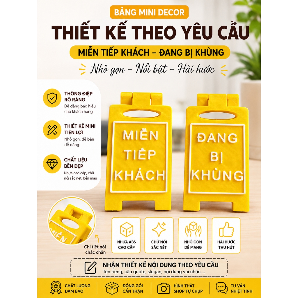 Bảng Mini Decor Để Bàn In 3D Theo Yêu Cầu – Biển Báo Vui Nhộn – Phụ Kiện Trang Trí Góc Làm Việc