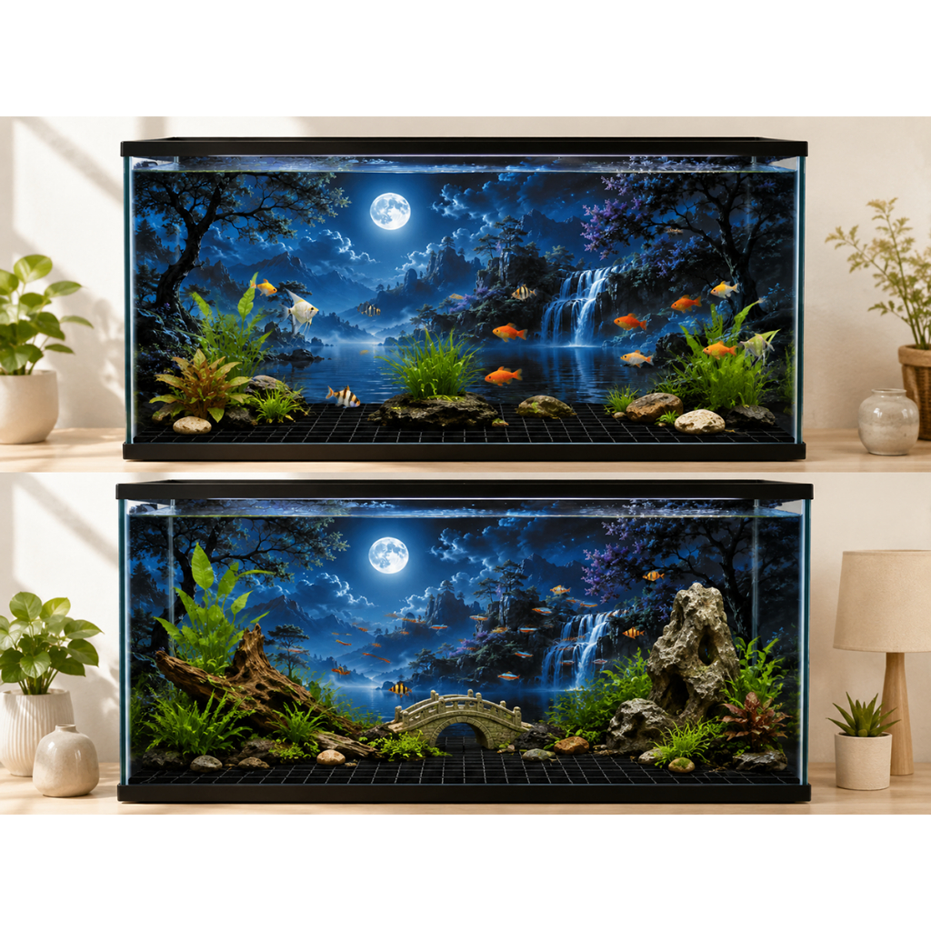 Decal tranh dán hồ cá 3D Kho In Ấn HC54 chống nước, In KTS dán dễ, gỡ dễ, có keo sẵn, nhiều kích cỡ